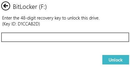 Enter unique 48-digit BitLocker Recovery Key