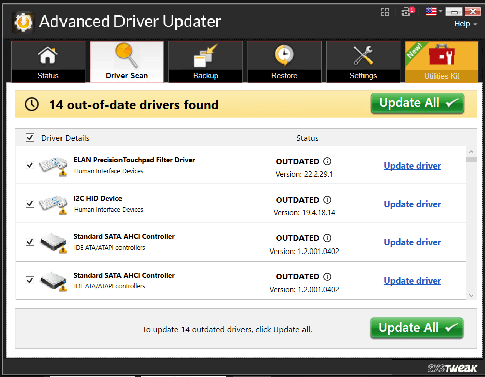 Found Outdated Drivers