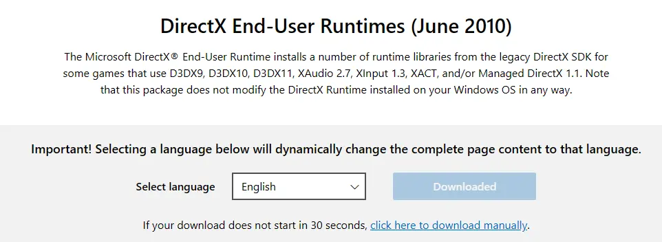 DirectX End-User Runtimes