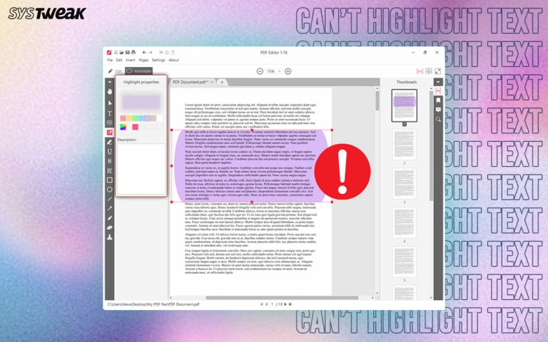 Can’t Highlight Text in PDF Document