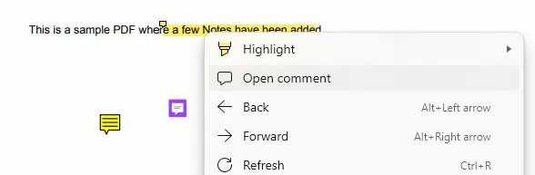 Open Comment using Edge Browser